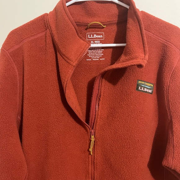 L.L.Bean Rust Orange Fleece Jacket Zip Up Mock Neck Size: XL - Picture 5 of 8